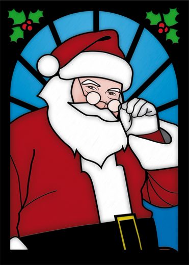 1665 - Stained Glass Santa Branded Christmas Card