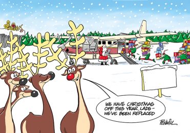 Funny11 - Presents by Plane Branded Christmas Card