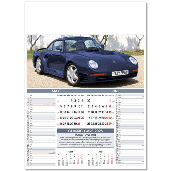 Classic Cars Wall Calendar