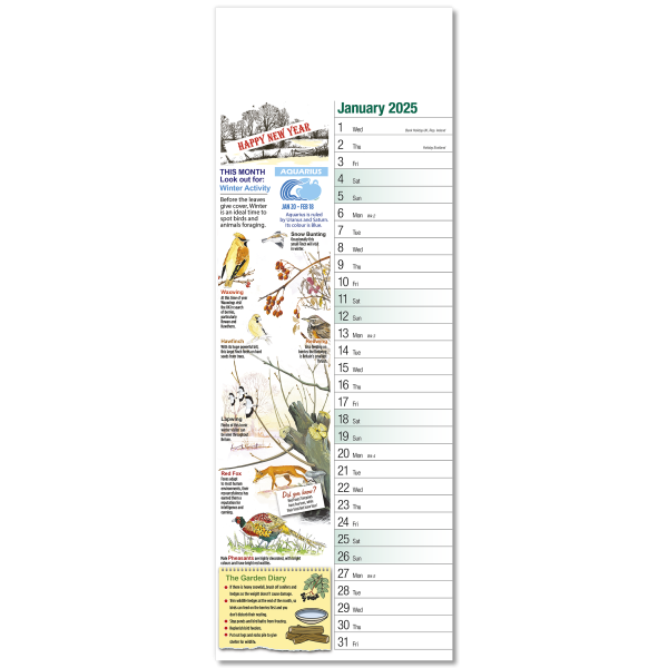 Nature Watch Slim Wall Calendar