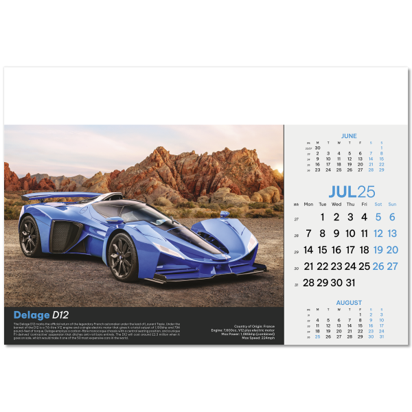 Supercars Wall Calendar