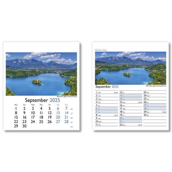 World in View Mini Desk Calendar