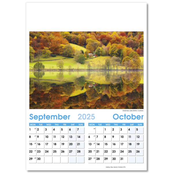 England Optima Wall Calendar - 7 Leaf