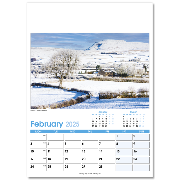 England Optima Wall Calendar - 13 Leaf